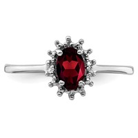 Sterling Silver Rhodium-plated Garnet Diamond Ring view 5