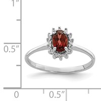 Sterling Silver Rhodium-plated Garnet Diamond Ring view 3