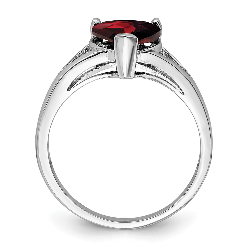 Sterling Silver Rhodium Garnet Ring (QDX605-8)