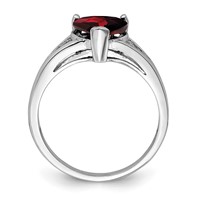 Sterling Silver Rhodium Garnet Ring view 2