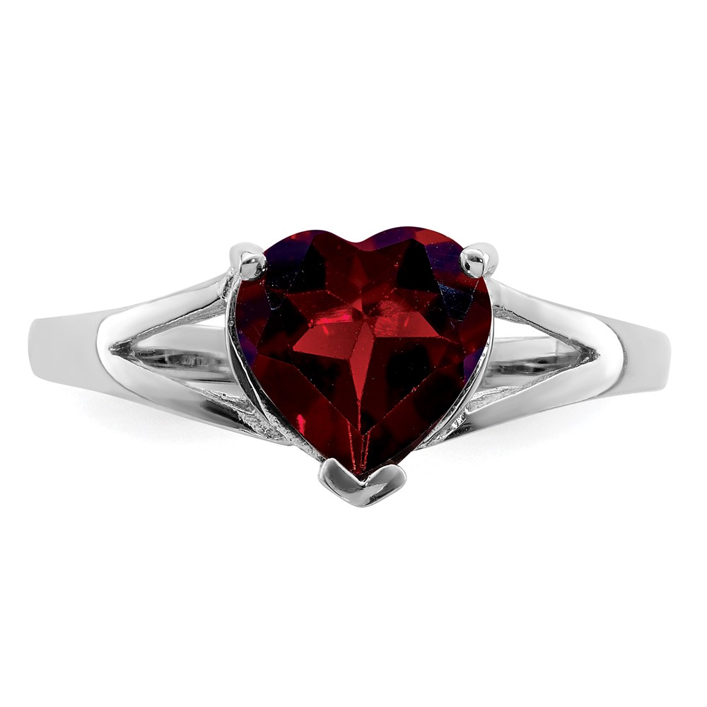Sterling Silver Rhodium Garnet Ring (QDX605-8)