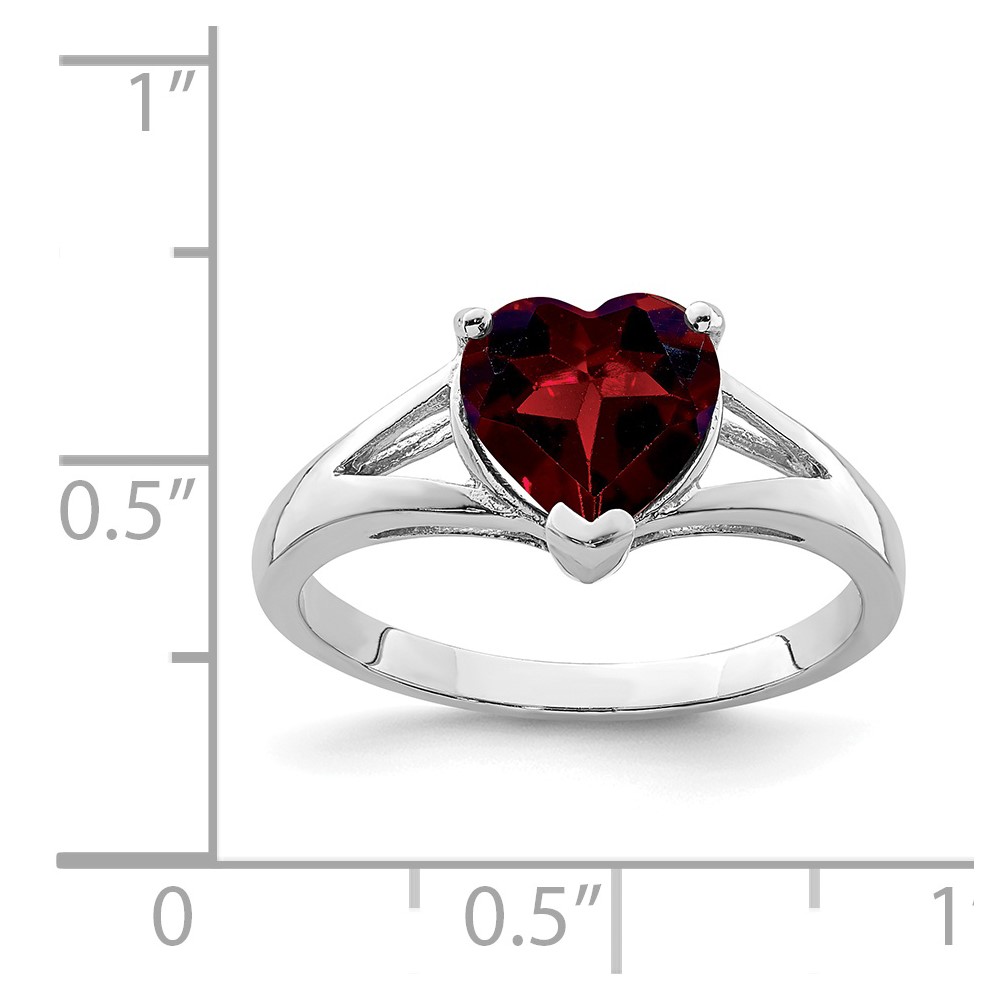 Sterling Silver Rhodium Garnet Ring (QDX605-8)
