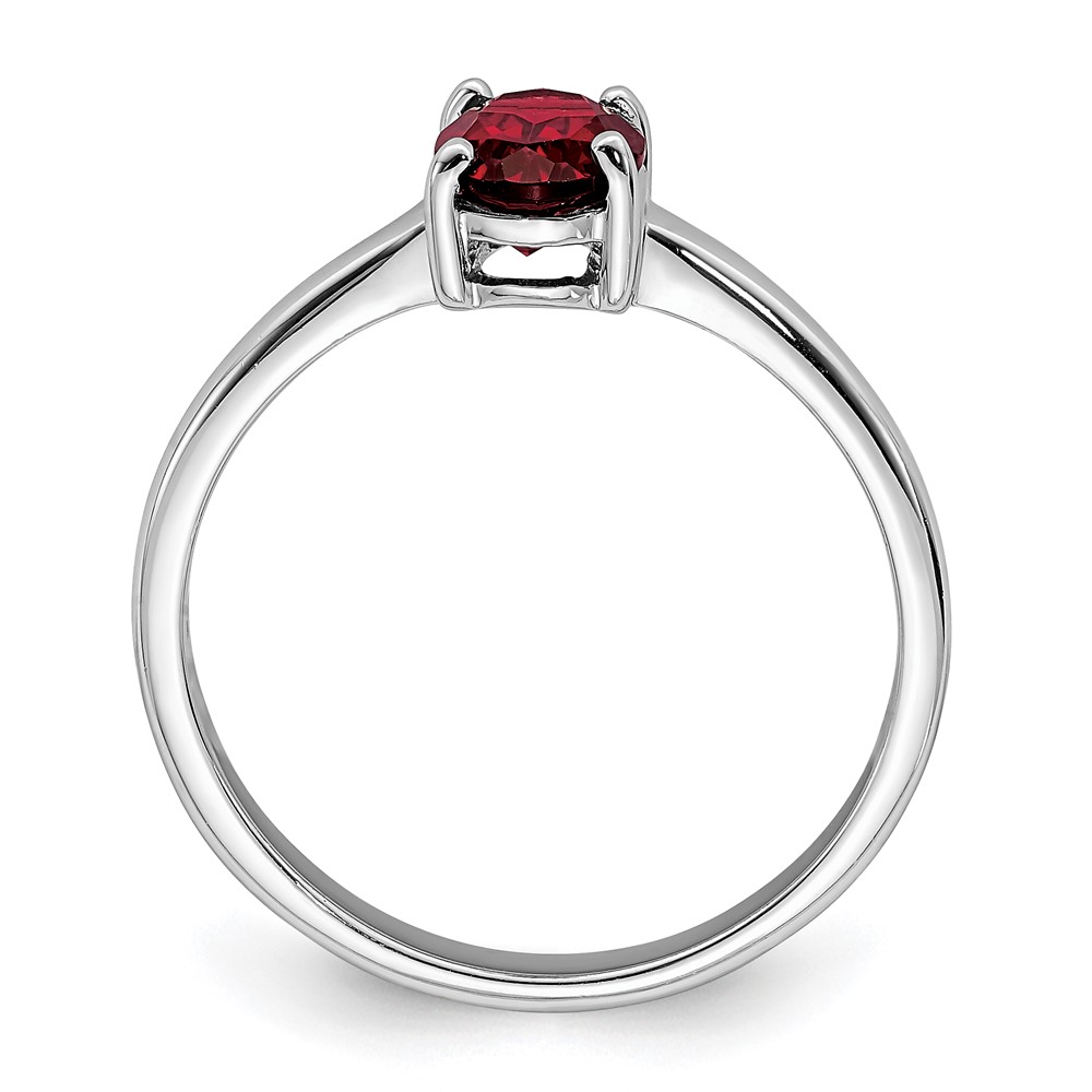 Sterling Silver Rhodium Garnet Ring (QDX606-8)