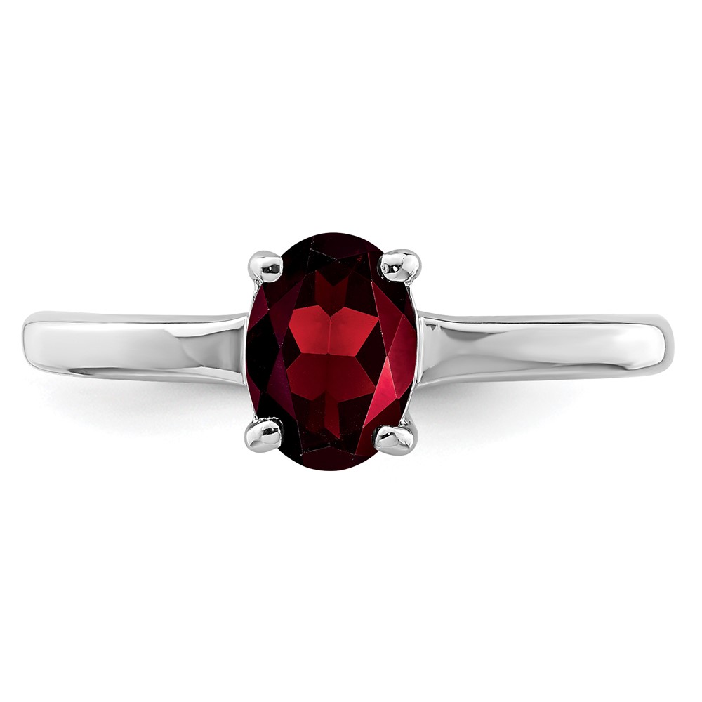 Sterling Silver Rhodium Garnet Ring (QDX606-8)