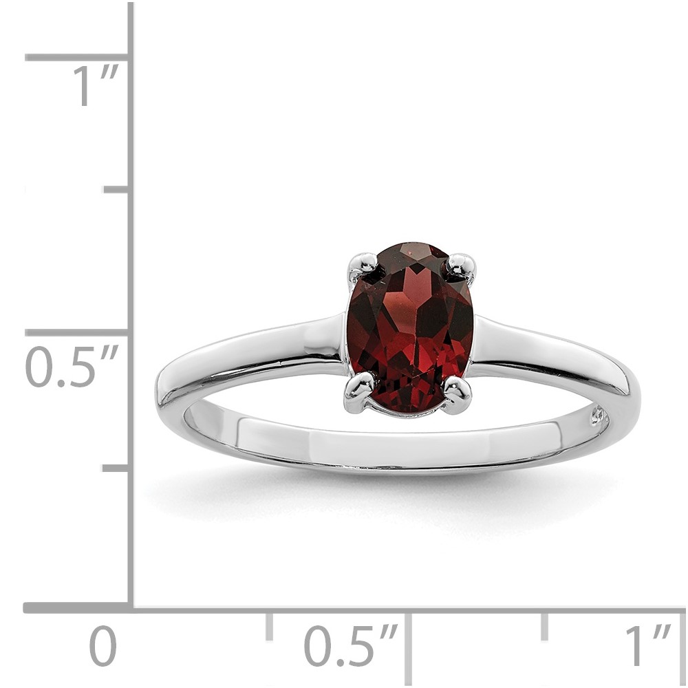 Sterling Silver Rhodium Garnet Ring (QDX606-8)
