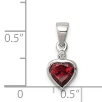 Sterling Silver Rhodium Garnet Diamond Pendant view 3