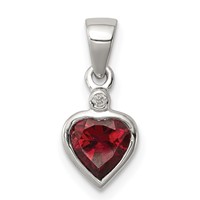 Sterling Silver Rhodium Garnet Diamond Pendant view 1