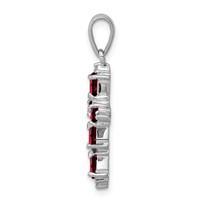 Sterling Silver Rhodium Pear Garnet Cross Pendant view 3