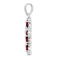 Sterling Silver Rhodium Pear Garnet Cross Pendant view 2