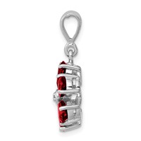 Sterling Silver Rhodium Garnet & Diamond Flower Pendant view 2