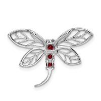 Sterling Silver Rhodium Garnet Dragonfly Chain Slide view 4
