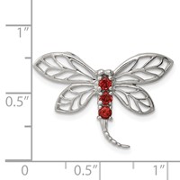 Sterling Silver Rhodium Garnet Dragonfly Chain Slide view 3