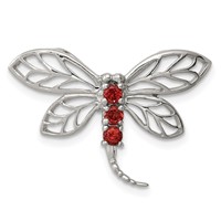 Sterling Silver Rhodium Garnet Dragonfly Chain Slide view 1