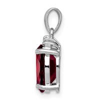Sterling Silver Rhodium Garnet & Diamond Pendant view 2