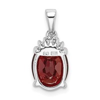 Sterling Silver Rhodium Garnet & Diamond Pendant view 4