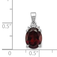 Sterling Silver Rhodium Garnet & Diamond Pendant view 3