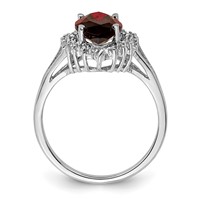 Sterling Silver Rhodium Garnet Diamond Ring view 2
