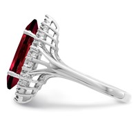 Sterling Silver Rhodium Garnet Diamond Ring view 4