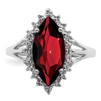 Sterling Silver Rhodium Garnet Diamond Ring view 5