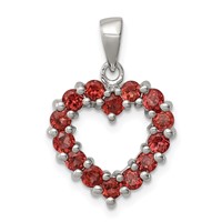 Sterling Silver Rhodium Garnet Pendant view 1