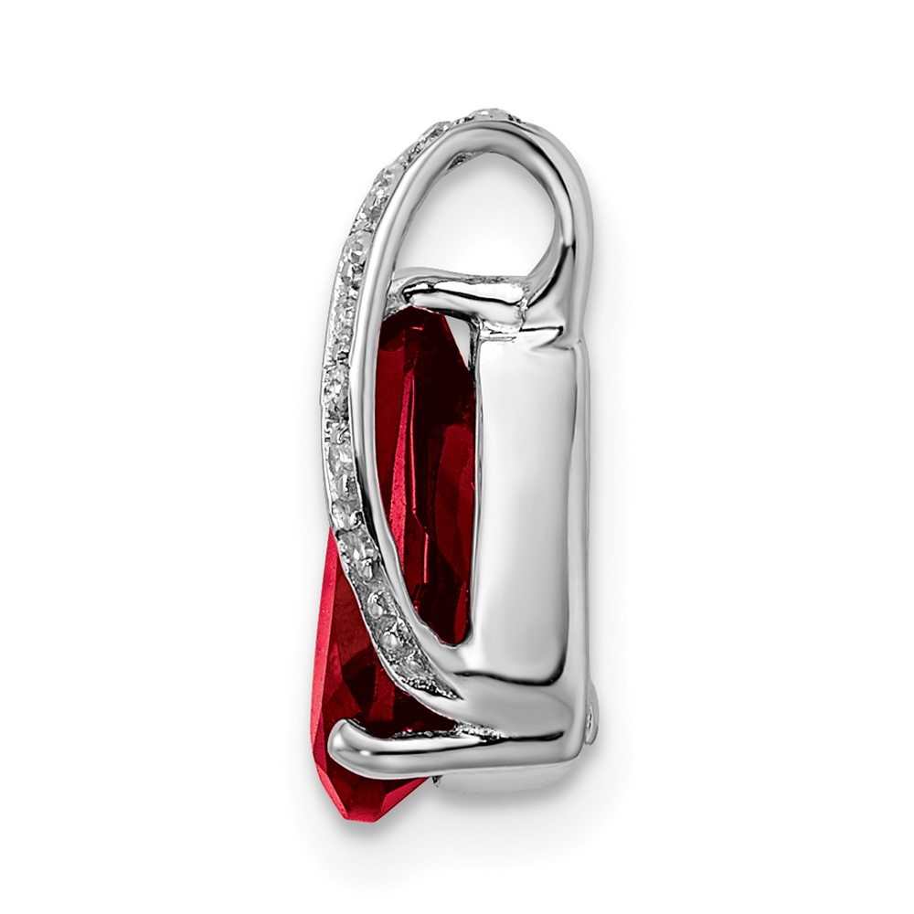 Sterling Silver Rhodium Pear Garnet Pendant (QDX629)