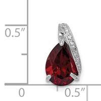 Sterling Silver Rhodium Pear Garnet Pendant view 3