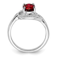 Sterling Silver Rhodium-plated Garnet & Diamond Ring view 2