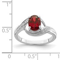 Sterling Silver Rhodium-plated Garnet & Diamond Ring view 3