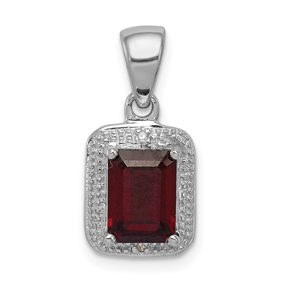 Emerald-Cut Gemstone & Diamond Pendants