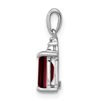 Sterling Silver Rhodium Garnet & Diamond Pendant view 2