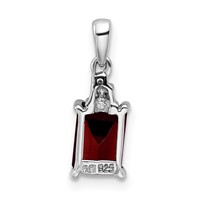 Sterling Silver Rhodium Garnet & Diamond Pendant view 4