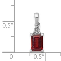 Sterling Silver Rhodium Garnet & Diamond Pendant view 3