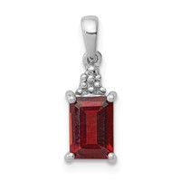 Sterling Silver Rhodium Garnet & Diamond Pendant view 1