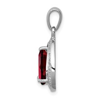 Sterling Silver Rhodium Garnet & Diamond Pendant view 2