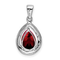 Sterling Silver Rhodium Garnet & Diamond Pendant view 4