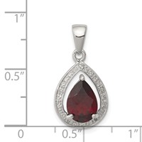 Sterling Silver Rhodium Garnet & Diamond Pendant view 3