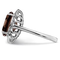 Sterling Silver Rhodium Smoky Quartz & Diamond Ring view 4