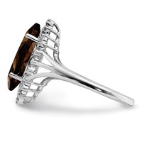Sterling Silver Rhodium Smoky Quartz Diamond Ring view 4