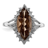 Sterling Silver Rhodium Smoky Quartz Diamond Ring view 5