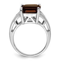 Sterling Silver Rhodium Smoky Quartz Ring view 2