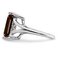 Sterling Silver Rhodium Smoky Quartz Ring view 4