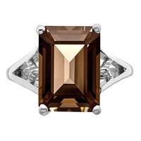 Sterling Silver Rhodium Smoky Quartz Ring view 5