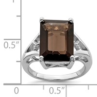 Sterling Silver Rhodium Smoky Quartz Ring view 3