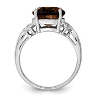 Sterling Silver Rhodium Smoky Quartz Diamond Ring view 2