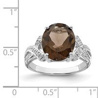 Sterling Silver Rhodium Smoky Quartz Diamond Ring view 3
