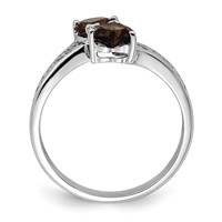 Sterling Silver Rhodium Smoky Quartz Heart Ring view 2
