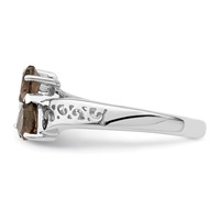 Sterling Silver Rhodium Smoky Quartz Heart Ring view 3