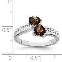 Sterling Silver Rhodium Smoky Quartz Heart Ring view 4