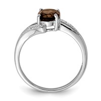 Sterling Silver Rhodium Smoky Quartz & Diamond Ring view 2