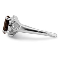 Sterling Silver Rhodium Smoky Quartz & Diamond Ring view 4